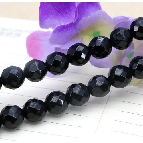 Selling! Bright Facet 12mm Black Onyx round loose beads,Fit DIY fashion bracelet necklace jewelry gift wholesale