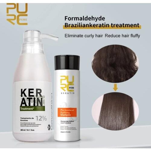 PURC 12% Brazilian Formalin Keratin Hair Treatment 100ml Purifying Shampoo Hair Care Set Straightening Smoothing Shinning