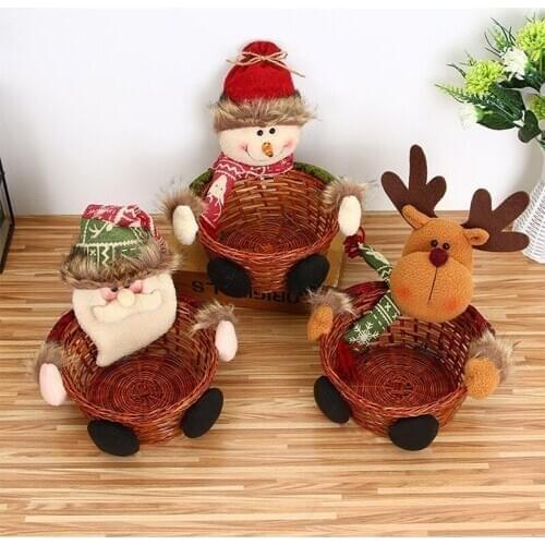 Christmas Candy Storage Basket Christmas Decorations Candy Basket for Storage Santa Claus/Snowman/Elk Small