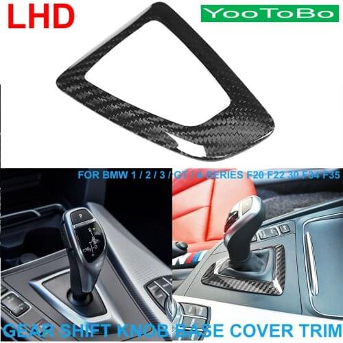 LHD Car Styling Real Carbon Fiber Gear Shift Knob Base Cover Panel Trim For BMW 1/2/3/GT/4-Series F20 F22 F30 31 F32 F33 F34 F35