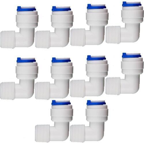 10 PCS 3/8" OD Hose Quick Connection 3/8" Pipe Elbow Union Connector RO Water Reverse Osmosis Aquarium System Connector Fitting
