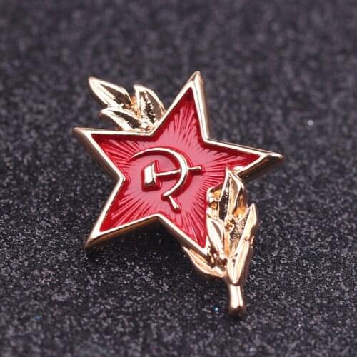 Soviet Pins Cold War Soviet CCCP Badges Brooches Lapel pins Men Red Star Sickle Hammer Symbol Brooches for women Pentagram Pins