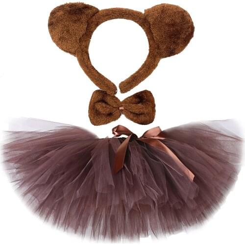 Brown Bear Tutu Skirt Outfit for Baby Girls Christmas Halloween Costumes Children Animal Skirts Girl Birthday Dance Tutus 0-14Y