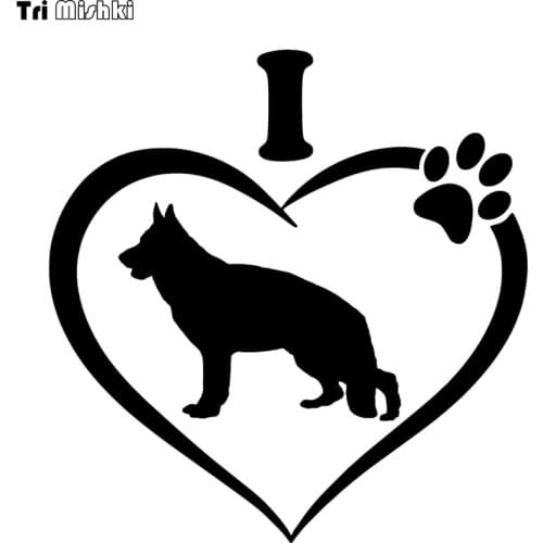 Tri Mishki 15.5x15cm I Love My German Shepherd funny car sticker auto sticker car decals HZX539