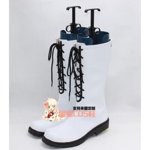 Tsukiuta Six Gravity Kisaragi Koi White Cosplay Shoes Boots X002