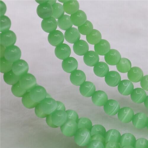 High Quality Light Green Opal Crystal Cat Eye Stone Round Loose Beads 4/6/8/10/12mm Women Accessories DIY Jewelry Making Y511