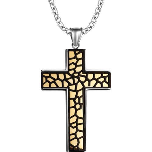 YAFFIL 304# Cross Necklace Men Classic Stainless Steel Chain Necklaces Pendants 2019 Fashion Womens Jewelry Religion Gift