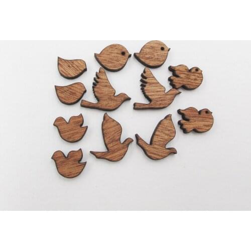 Laser Cut Jewelry Supplies Wooden Shape Birds Charms Cabochon For DIY wood earring stud