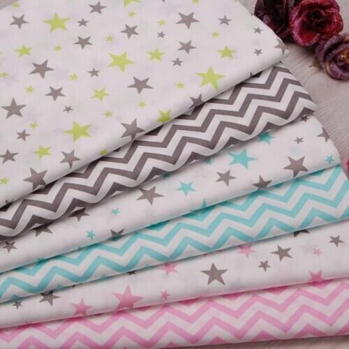 Stars Wave Diy Making Cloth Dress Sewing Patchwork Quilt Sheets Baby Dress Pillow Decor TissusMask Material 100% Cotton Fabric