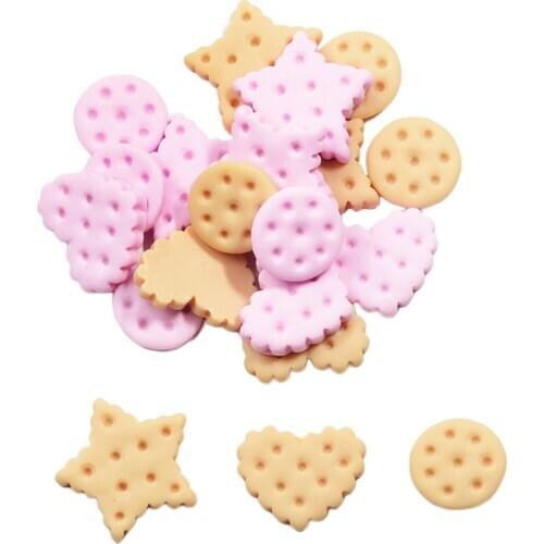 20 Pieces Mixed Colors Designs Cabochons Flat Back Resin Cookies Embellishment Craft For Handmade Scrapbooking Decoden