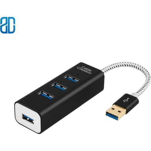 4-Port USB 3.0 Aluminum Data Hub for MacBook, Mac Pro/Mini iMac Surface Pro, XPS, Notebook PC USB Flash Drives Mobile HDD