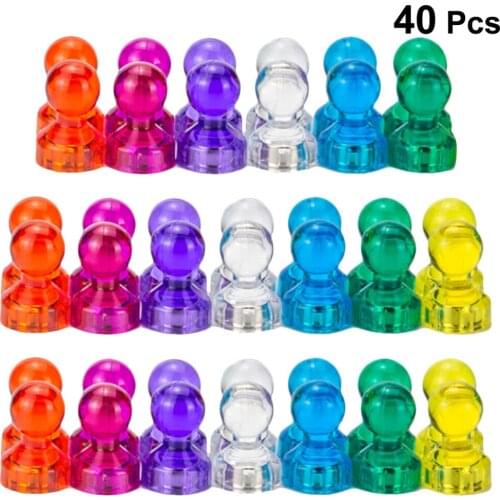 40pcs Small Size Colorful Drawing Pin Pushpins Magnetic Nail Refrigerator Magnetic Pushpins Teaching Push (Random Color)