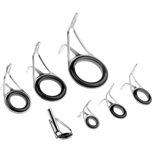 7pcs Stainless Steel , Ceramic Fishing Rod Guide Eye Ring Double Leg Guides