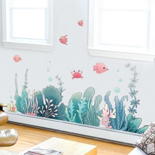 Aquarium Wall Stickers Home Decor Bathroom Waterproof Tile Paste Toilet Wall Decoration Skirting Line Self Adhesive Wallpaper