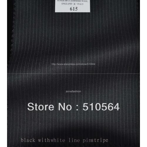 Free shipping 150s 100% worsted wool Custom made suit Men black with white pinstripe Suit Three pieces Suit(jacket+pant+vest )