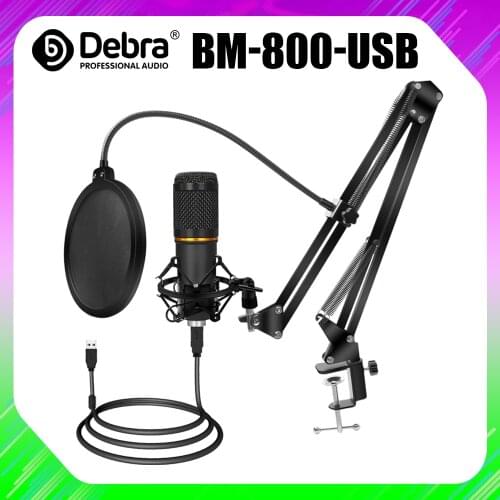 BM-800 studio condenser microphone with USB interface, connect PC,smart phone, for broadcast recording, live broadcast, etc