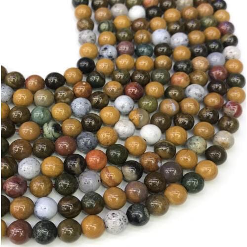 6/8/10mm Natural Madagascar Ocean Jaspers Stone Beads Fit DIY Bracelet Round Loose Stone Beads For Jewelry Making Earring 15