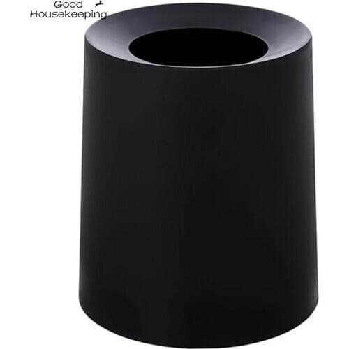 Household Double-Layer Round Trash Can Office Living Room Kitchen Bathroom Double-Layer Trash Bin Waste Bins Without Lid Black