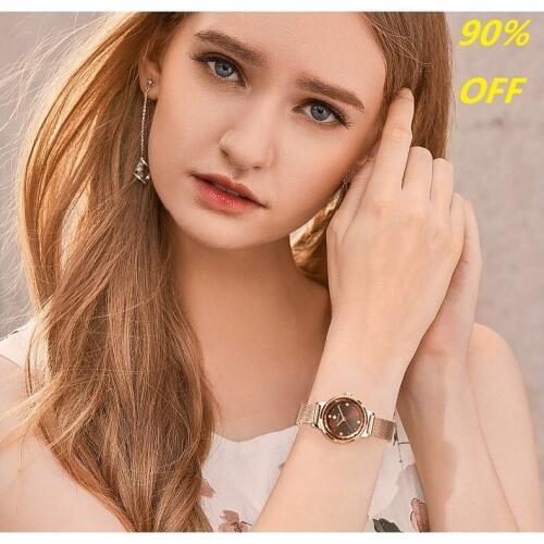 Diamond Watch Woman WWOOR 8871 Stainless Steel Mesh Fashion Waterproof Quartz Watch Ladies Clock Gift Dropshipping Montre Femme