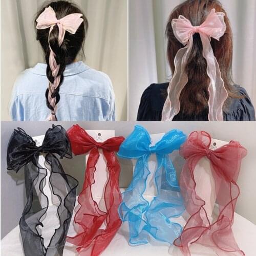 Children Cute Colors Ribbon Lace Bow Ornament Hair Clips Girls Lovely Sweet Barrettes Hairpins Kids Hair Accessories 1PCS