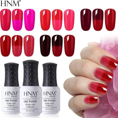 HNM 8ML Stamping Thermal Gelpolish Wine Red Color Change Nail Gel Top Base UV Gel Nail Polish New Semi Permanent Hybrid Varnish