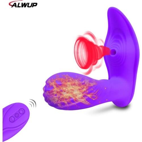 HIWUP Wearable Vagina Sucking Vibrator sex toys for woman Powerful Clitoris Sucker Wireless Remote Control Dildo Adults Toys