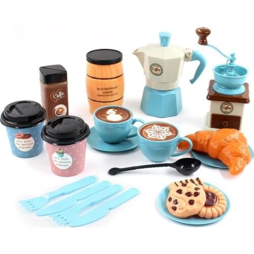 Simulation Dessert Afternoon Tea Set Play Game Toys Gifts Food Coffee Machine DIY Pretend Play Toy For Children Girls Kids