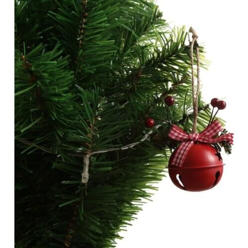 5.5cm red green white metal jingle bell with ribbon Christmas decoration for home merry Christmas tree decoration