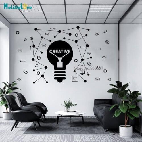 Creative Theme Office Decor light bulb Design Sticker Wifi Gear Icon Removable Vinyl Wall Stickers Mural BB461