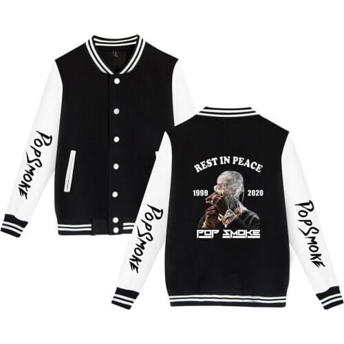 RIP Hip Hop Rapper Pop Smoke Baseball Jackets Bomber Jacket Men Women Sweatshirt Casual Long Sleeve Hoodies Uniform Coat
