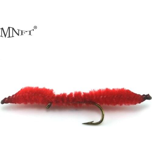 MNFT 10Pcs San Juan Worms Red Nymphs Fly Flies Trout Fishing Lures With Sharpend Crank hooks #10