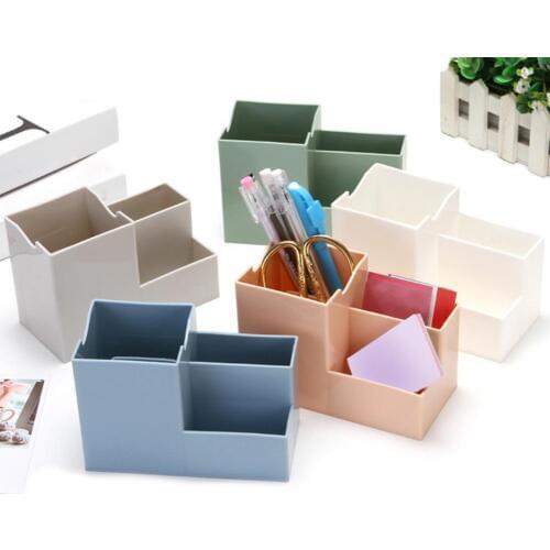 Multi-slot Pen Phone Holder Stand Storage Box Container Stationery Organizer