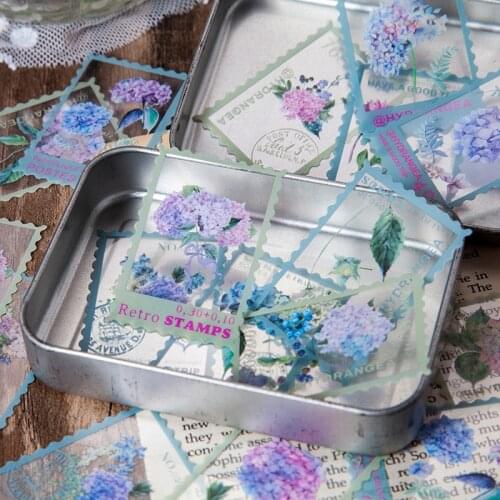40 Pcs Decorative Stamp Stickers Flowers Pvc Decals Retro Stamp Postmark Theme Waterproof Diy Ideals For Scrapbook Journal Diary