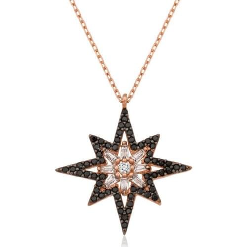 Real Silver 925 Jewelry Silver Pole Star Lady 'S Necklace
