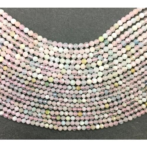 Natural Morganite Size Faceted Round Loose Bead Healing Energy Stone for DIY Jewelry Making Bracelet Necklace Design 2mm 3mm 4mm