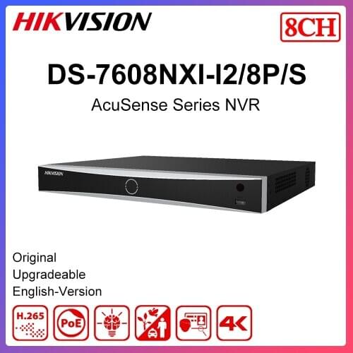 Original Hik DS-7608NXI-I2/8P/S Acusense POE NVR 8ch Facial Recognition POS Intelligent Analytics H.265