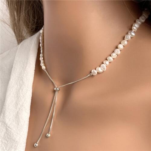 Fashion Natural Pearl Clavicle Necklaces For Women White Pearl Beaded Chokers Pendant Pearl Chain Necklace Jewelry Wedding Gift