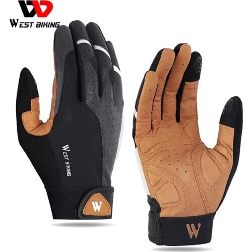 WEST BIKING Cycling Gloves Full Finger Touch Screen Anti Slip Bike Gloves Anti-shock Bike Bicycle Motorcycle Sports Gloves