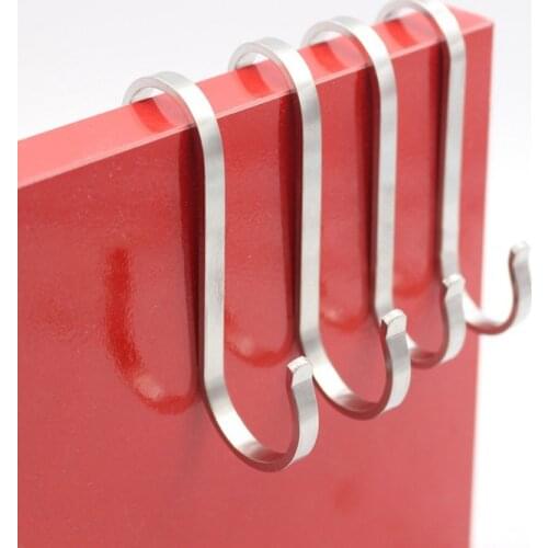 10Pcs High Quality 304 Stainless Steel S Flat Hook Strong Load Bearing 10kg Bayonet Anti-drop Thick S-type Kitchen Closet Hook
