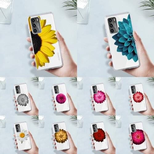 Chrysanthemum color yellow red Phone Case Transparent For Huawei MATE P 40 30 20 10 pro plus lite X 5G Soft TPU Clear bags