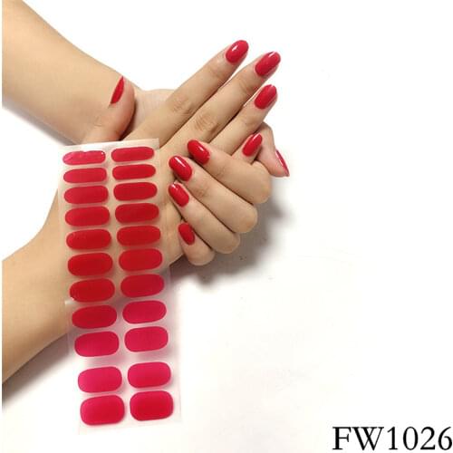 Recuerdame Nail Art Stickers Pure Solid Color Self Adhesive Red Nail Wraps Set Accesoires Nail Strips Full Cover Beauty Adesivos
