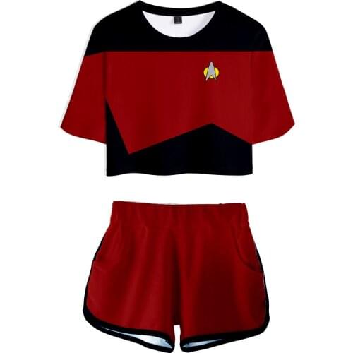 Hip Hop TV Series Star Trek: Short Treks Dew navel Sport Suits Girls 3D Two Pieces sets Figure Cosplay T-shirts shorts Pants