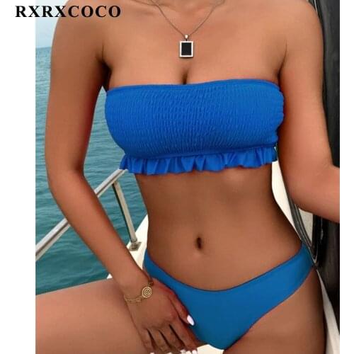 RXRXCOCO Bikini Swimwear Women Swimsuit 2021 Solid Brazilian Bikini Set Push Up Bathing Suit Female Summer Beach Wear Biquini