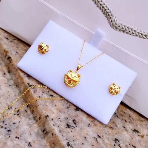 SA SILVERAGE 18K Yellow Gold Cat Pendant Necklaces Gold Jewelry Necklace Women Animal Yellow Gold Pendant Necklaces Yellow Gold