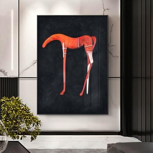 Modern Artistic Horse Canvas Painting Abstract Black and Orange Poster Print Fashion Wall Art Picture for Living Room Art Studio