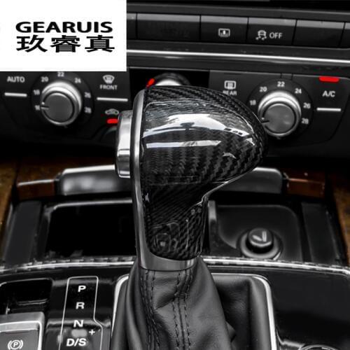 Car styling true carbon fiber Car Gear Shift Knob Cover Level Head Sheath For Audi A4 B8 A5 S5 A6 C7 A7 Q5 Q7 Auto accessories