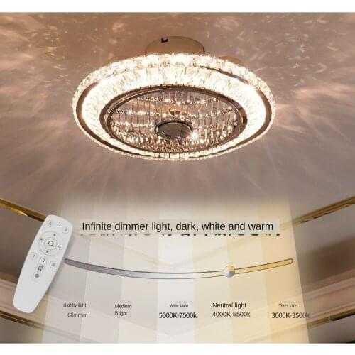 50cm Crystal LED ceiling fan remote control ventilation lamp quiet car bedroom decoration modern ceiling fan free shipping