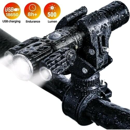 Three Lamp Head Aircraft-Shaped Flashlight Bike Bicycle Lights Headlight Bike Front Light Cycling Flashlight Lamp Bicicleta 2021