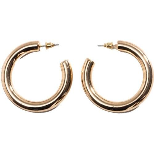 2020 New semicircle cute C shape large metal smooth stud earring for women