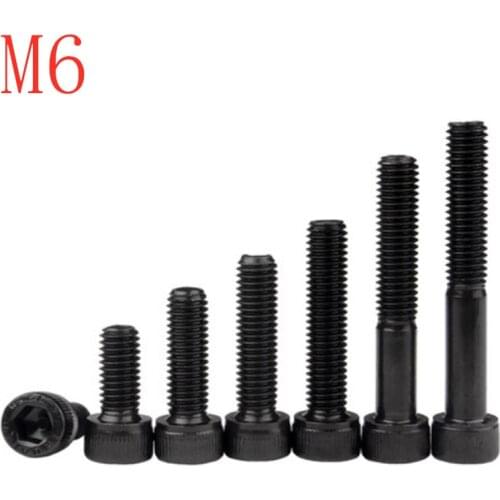10pcs/lot DIN912 M6*8/10/12/14/16/18/20/25/30/35/40/45/50 Grade 12.9 black hexagon Hex Socket allen Head Cap Screw